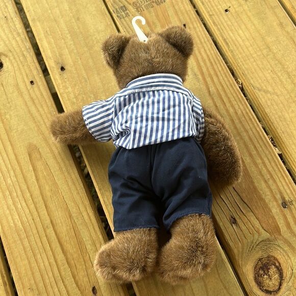 Office Depot Teddy Bear Brown Blue Pants Stripe Shirt 13” Plush Stuffed Animal - Picture 4 of 4